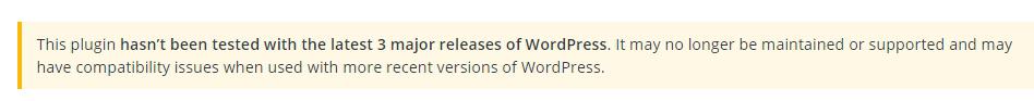Outdated plugin warning in WordPress