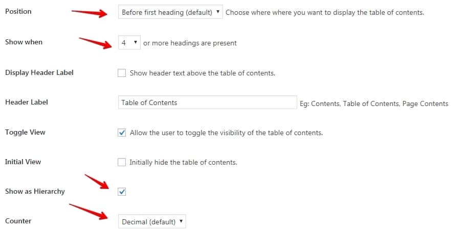 content tables. how to set them up