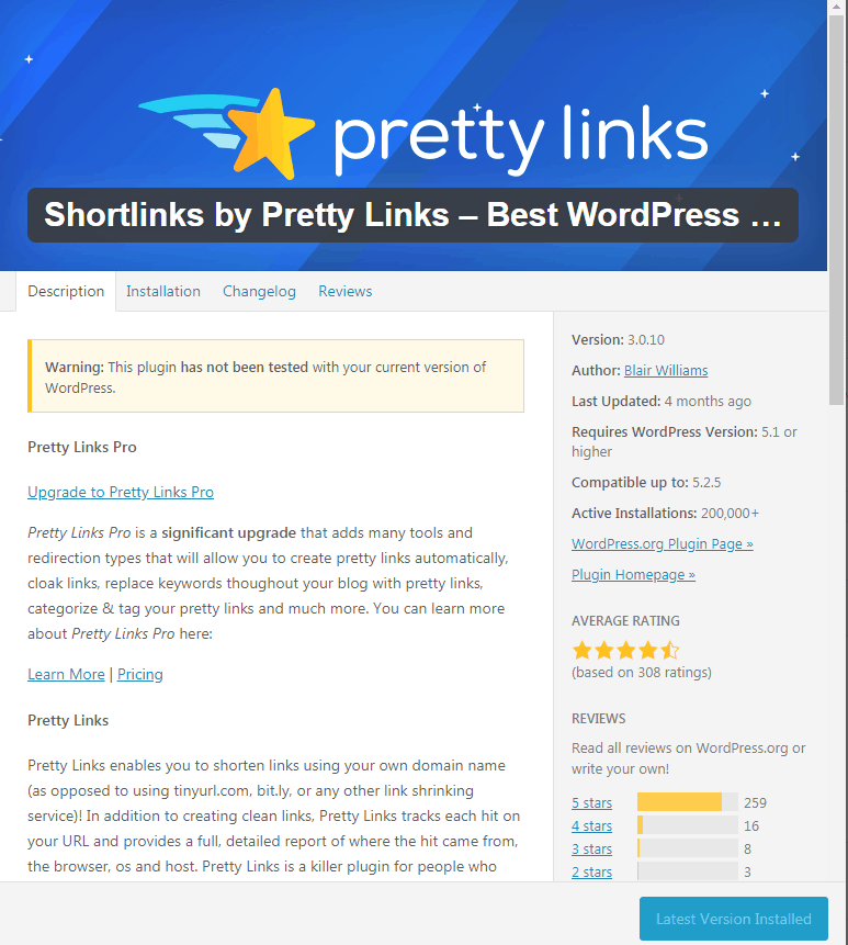 Pretty Links plugin