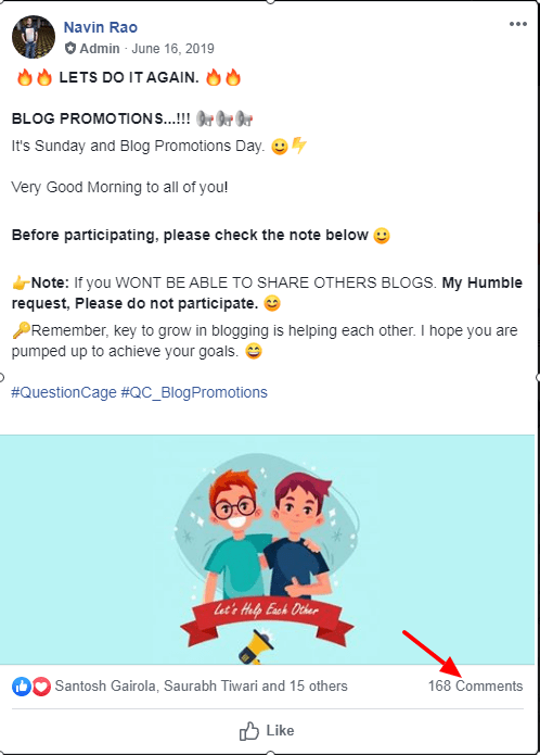 Facebook group promotion day