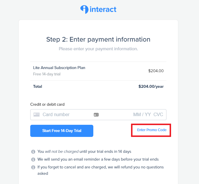 Interact complete payment