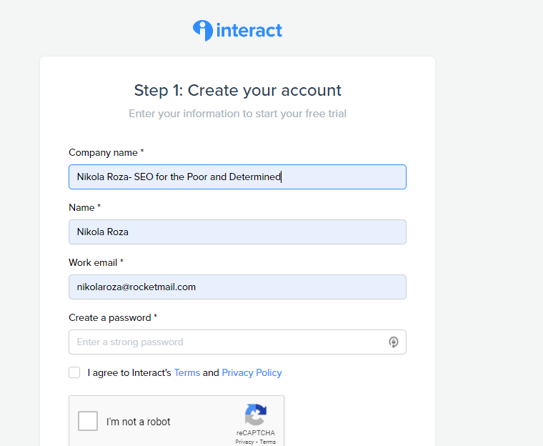 Interact create account