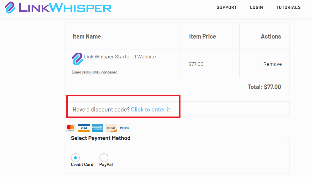 Apply my Link Whisper discount code