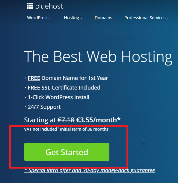 Get started with Bluehost