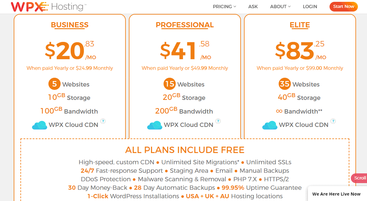 WPX three hosting plans compared