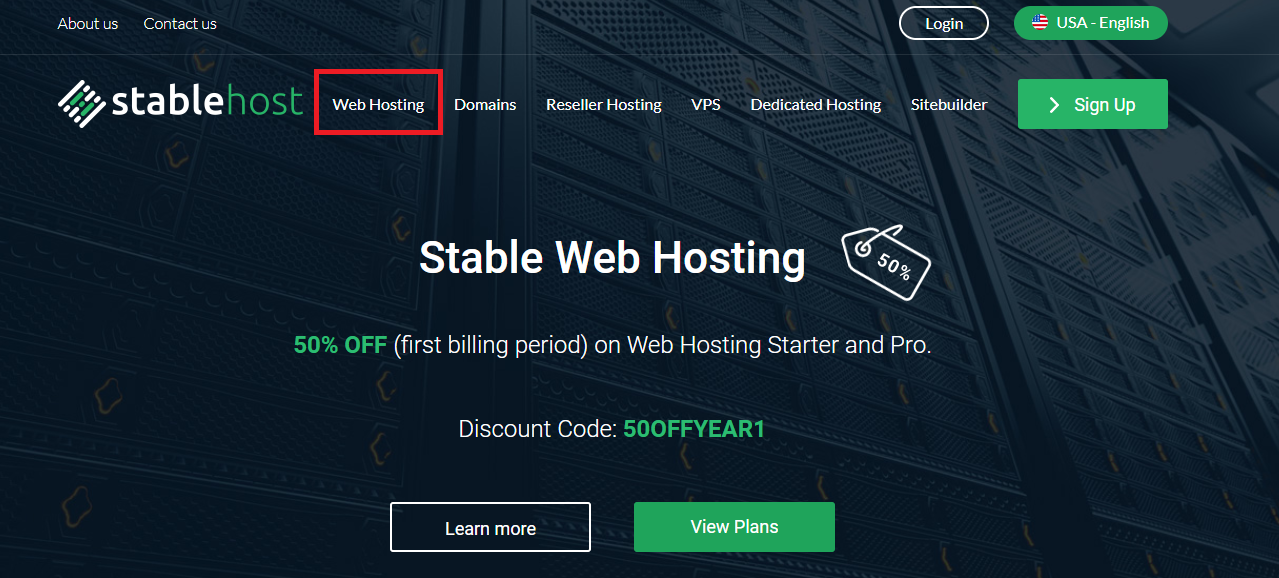 StableHost homepage