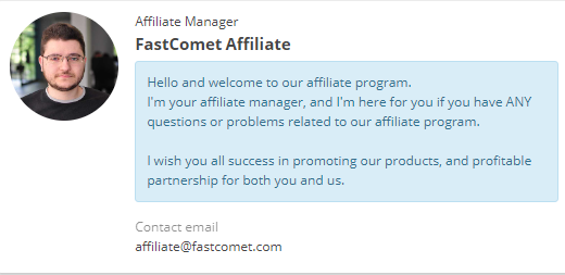 FastComet affiliate manager