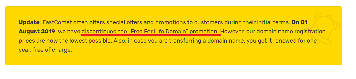 Free domain name service discontinued