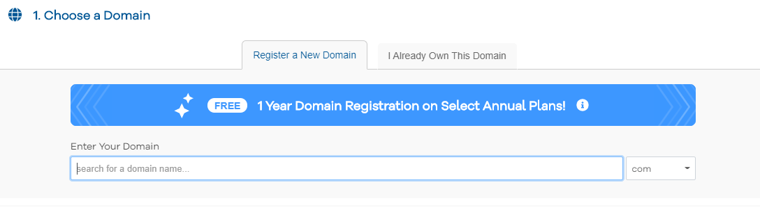 HostGator choose domain name