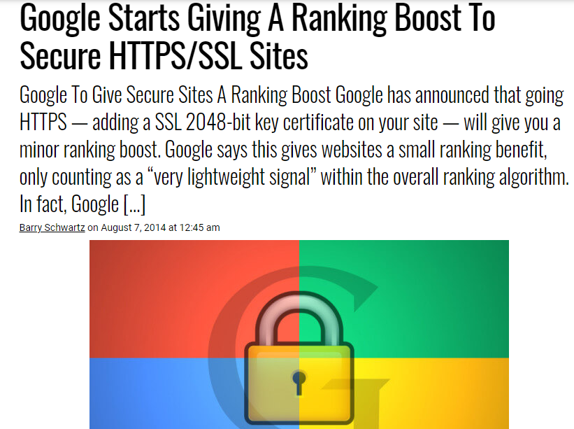 SSL gives you a ranking boost in Google