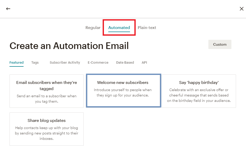 MailChimp automated campaigns