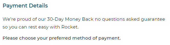 Rocketnet money back guarantee