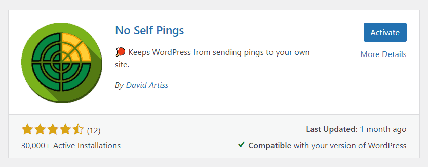 No self ping free WordPress plugin