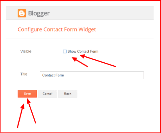 configure contact form widget