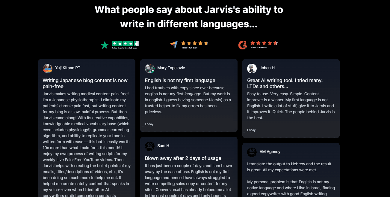 Many bloggers use Jarvis AI to write in language other than English.