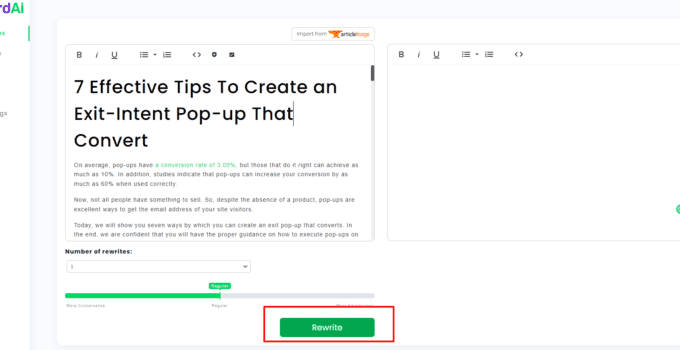 WordAi How to Use Step 2 screenshot