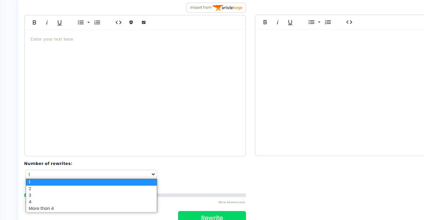 WordAi Multiple Rewrites screenshot