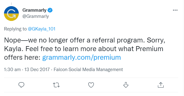 you can't get a Grammarly free trial via their referral program