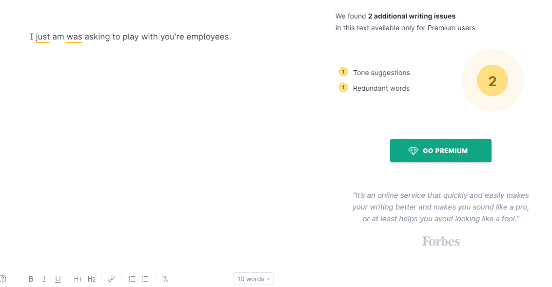 Grammarly is not 100% perfect