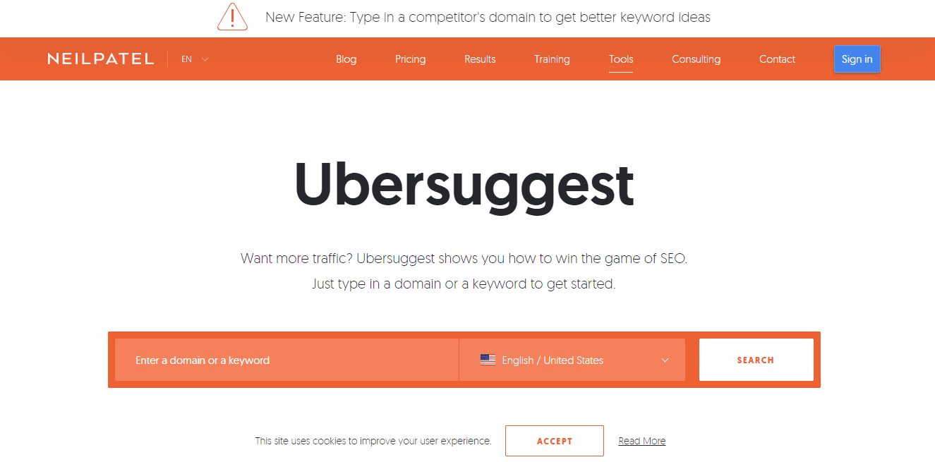 Ubersuggest is a free SEMrush alternative