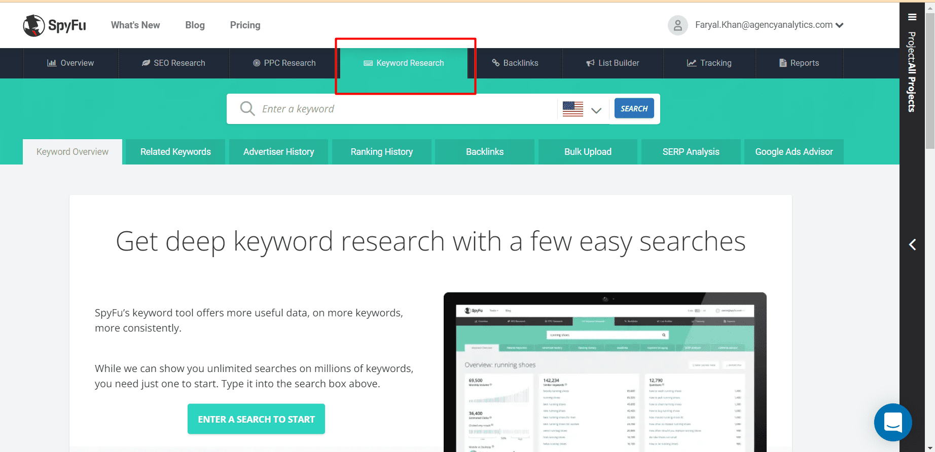 SpyFu keyword research