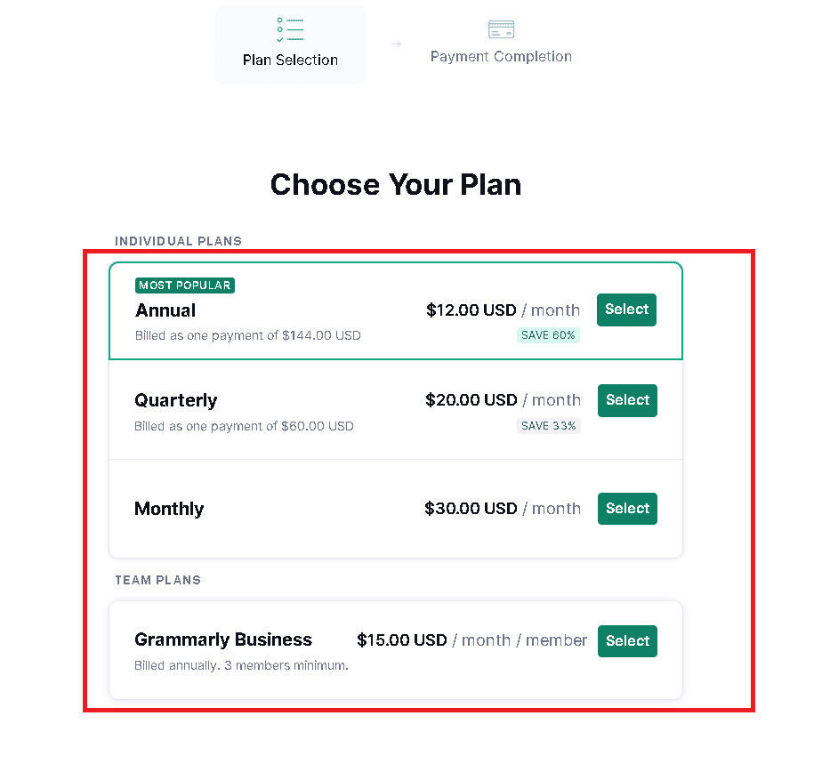 Grammarly Premium pricing and cost