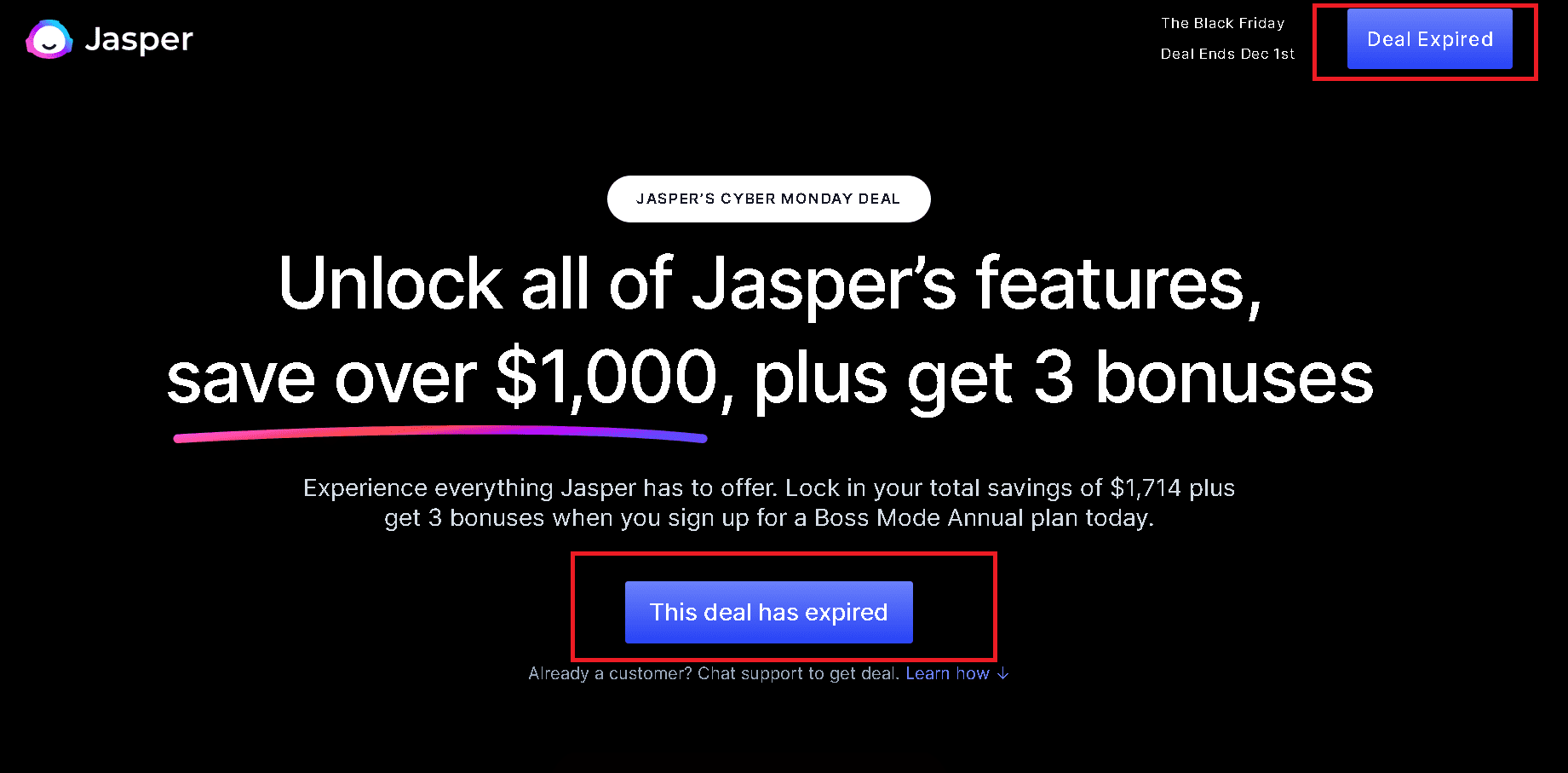 Expired Jasper AI coupon code