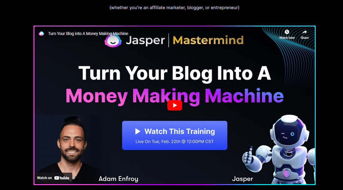 Jasper AI Mastermind- a paid add-on