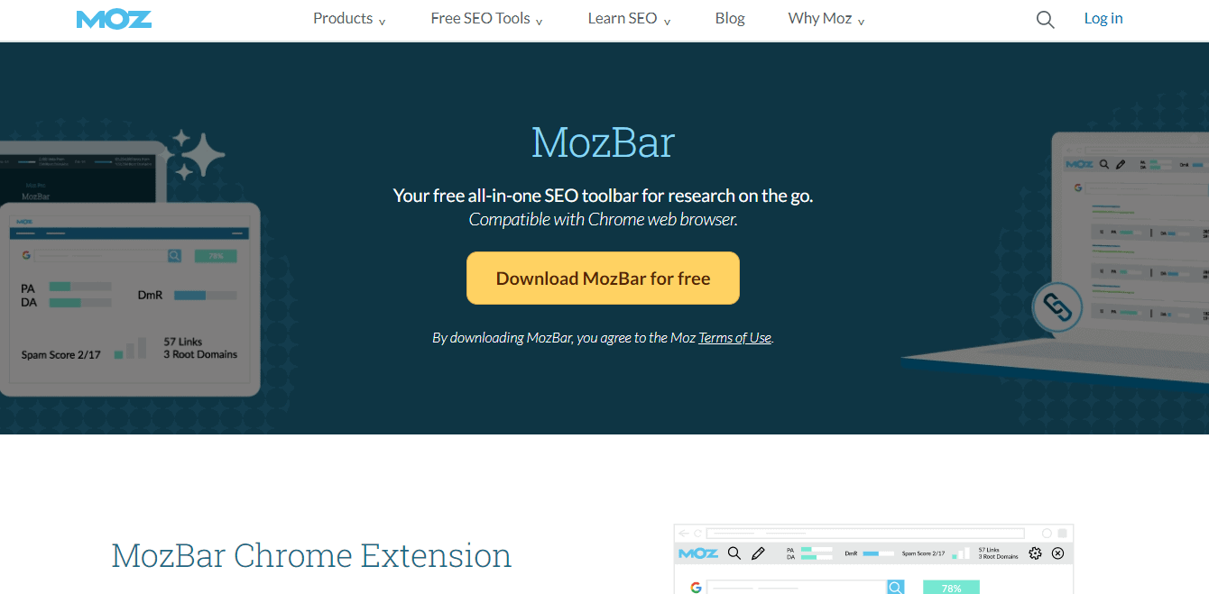 Mozbar Chrome SEO extension