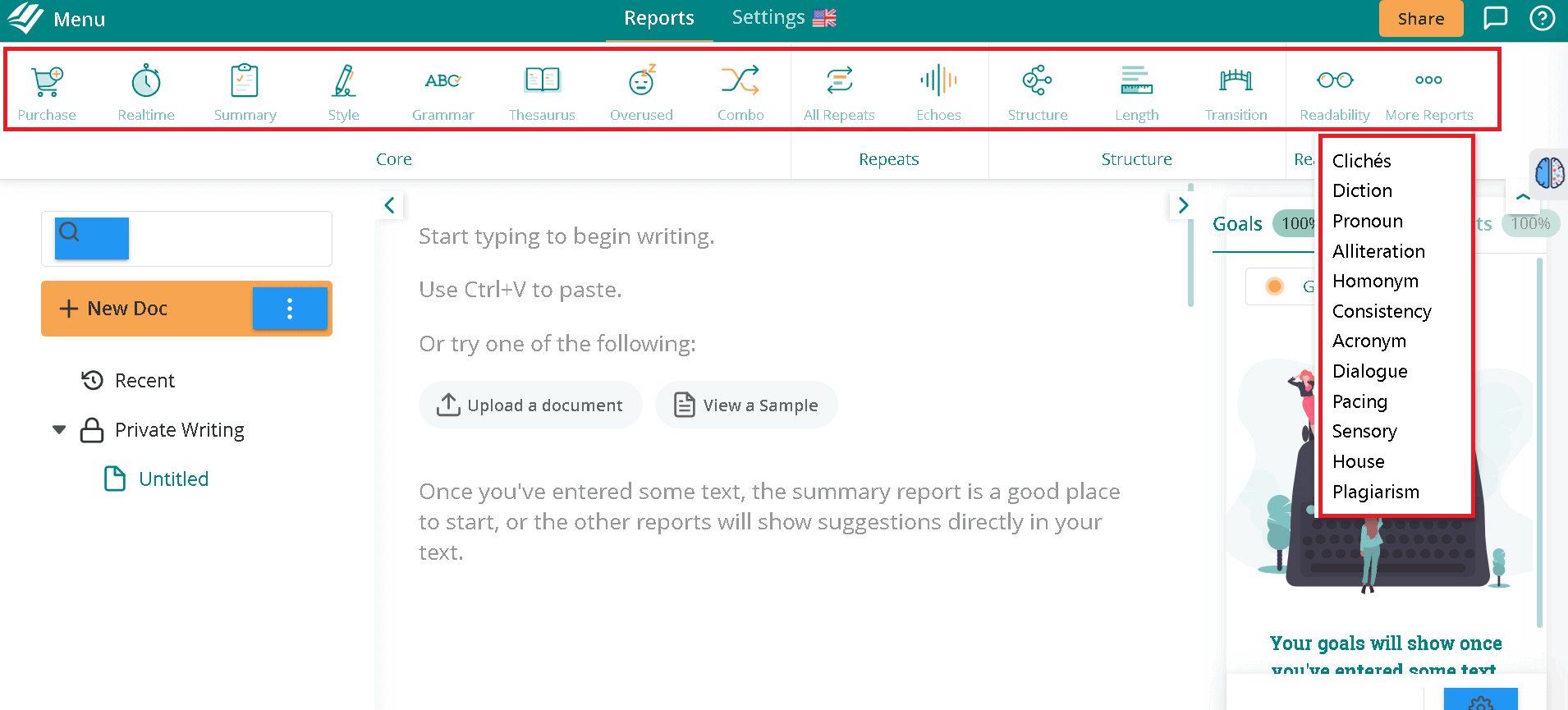 ProWritingAid is more than a grammar checker- many features are available