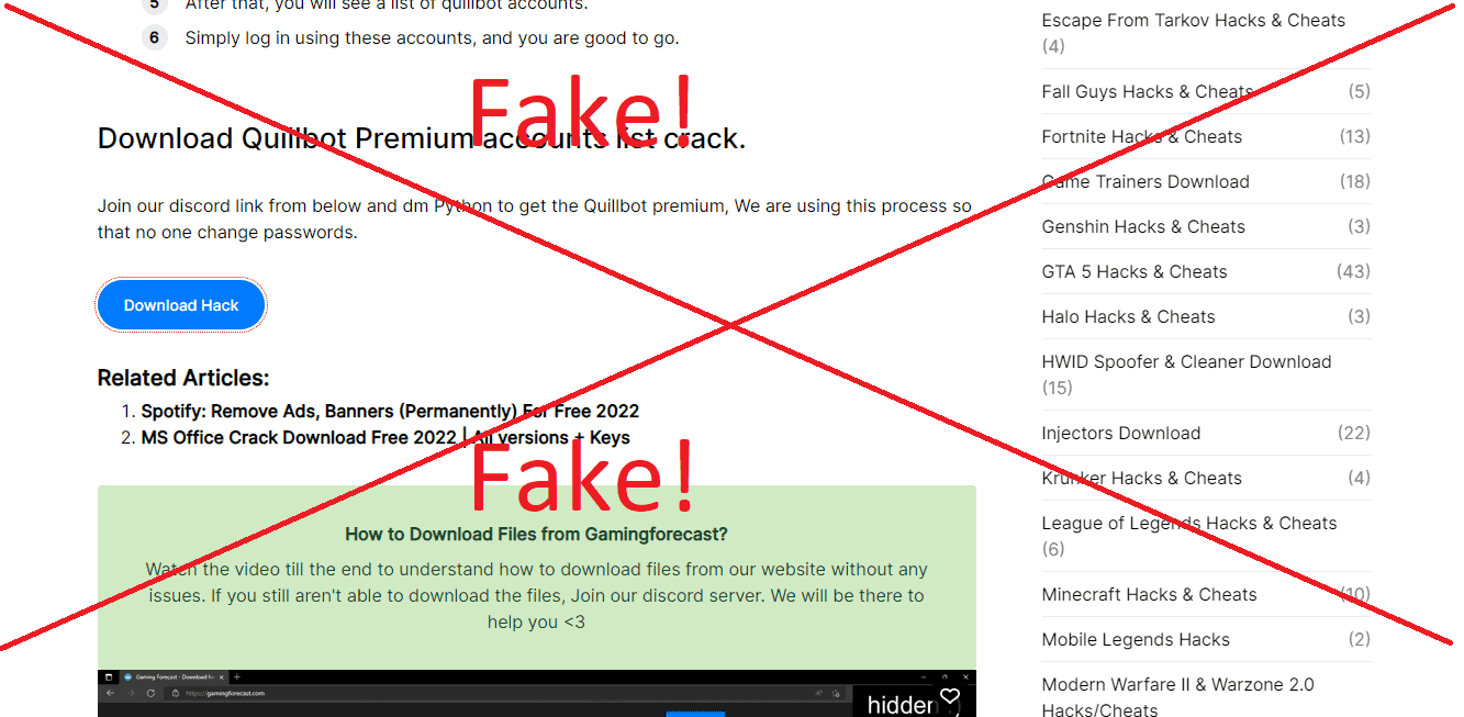 Quillbot cracked website scam