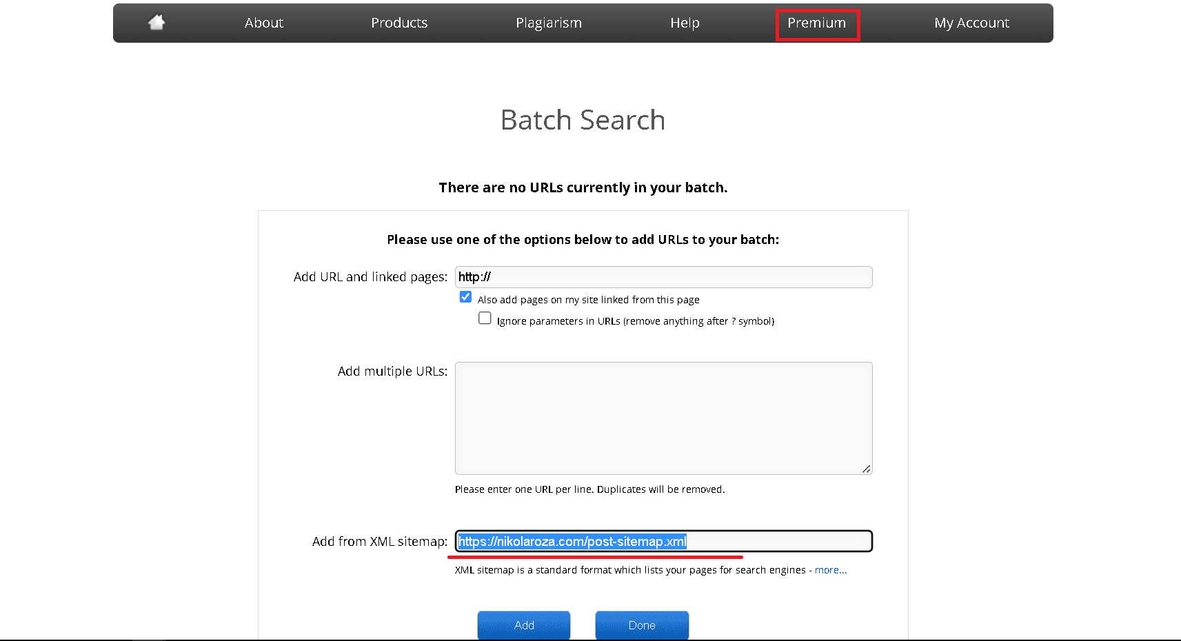 Copyscape Batch Search plagiarism checker tool