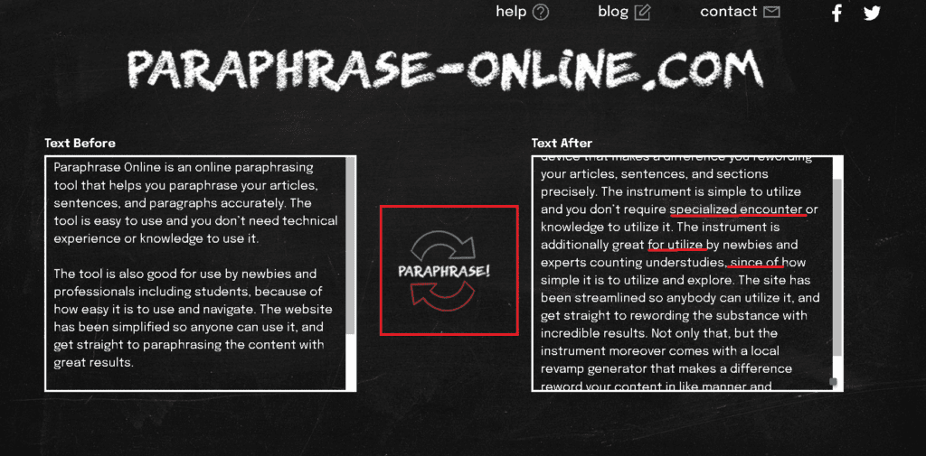 Paraphrase-Online output is riddled with spelling mistakes