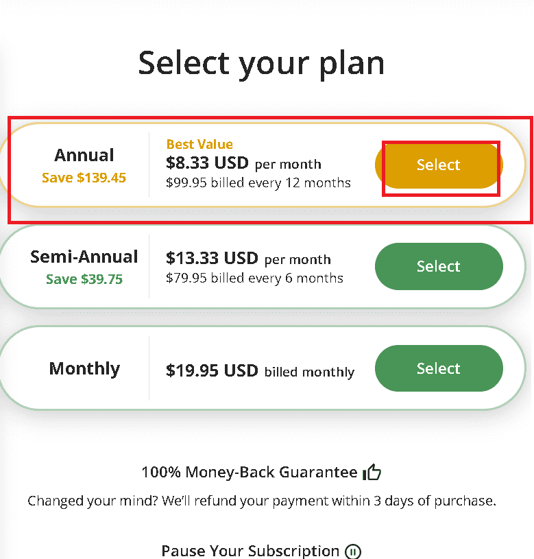 Pick a yearly Quillbot plan to be eligible to get a discount