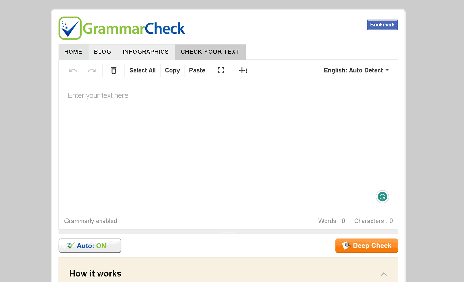 GrammarCheck is a free online grammar checker