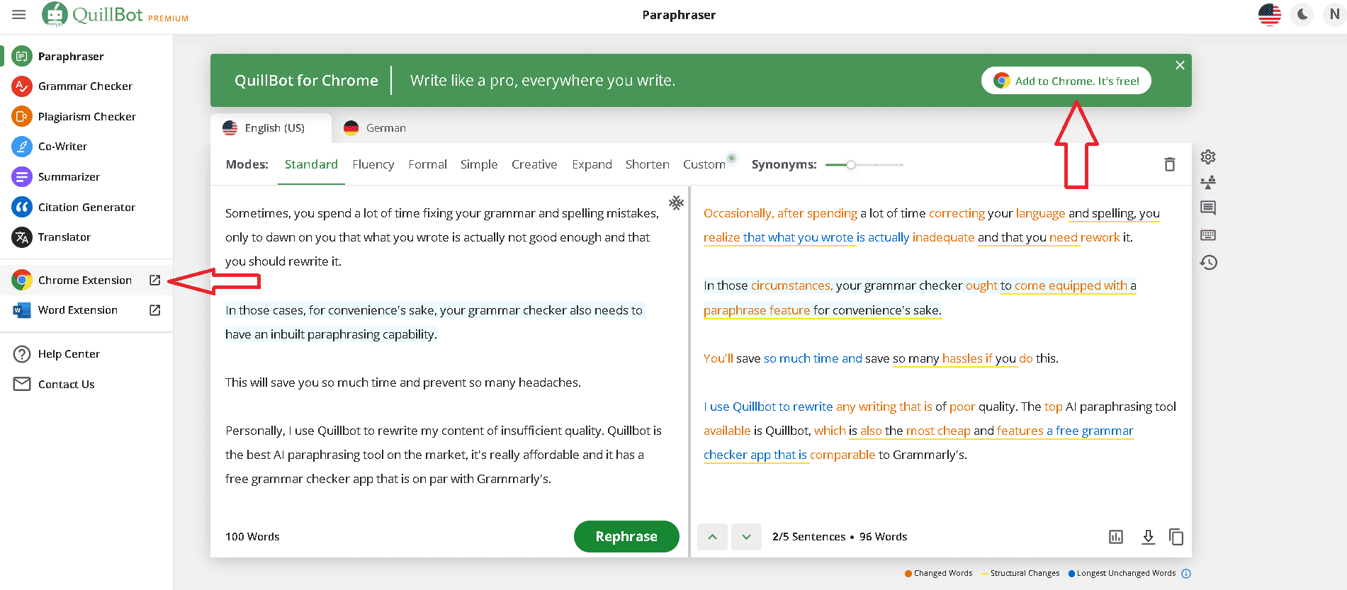 Quillbot Grammar Checker App asks me to install their official Chrome extension