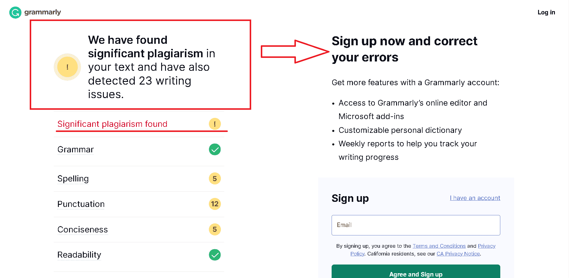 You need to sign up to Grammarly Premium to use their plagiarism checker