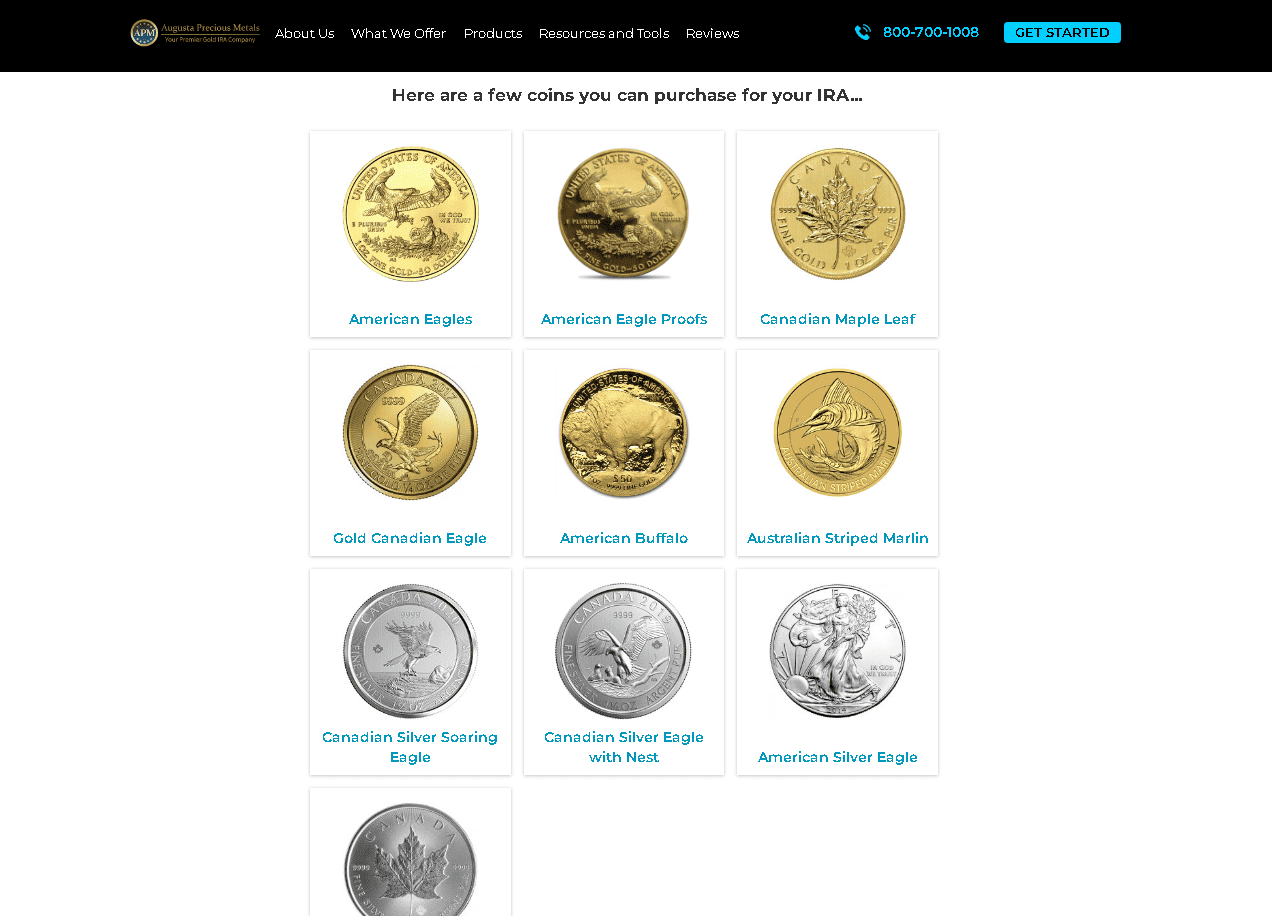 Augusta Precious Metals IRA-approved coins