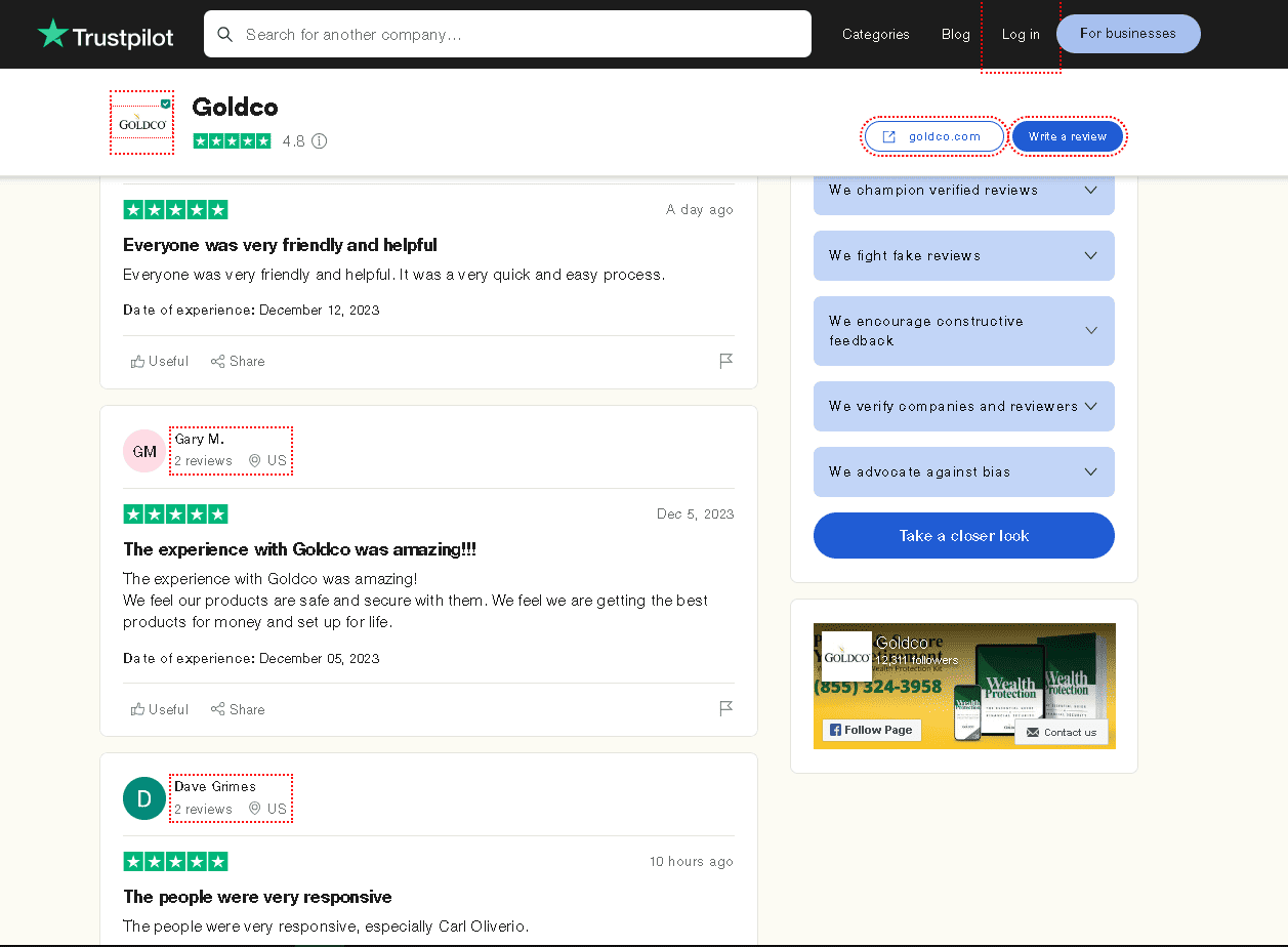 Goldco reviews and complaints on Trustpilot