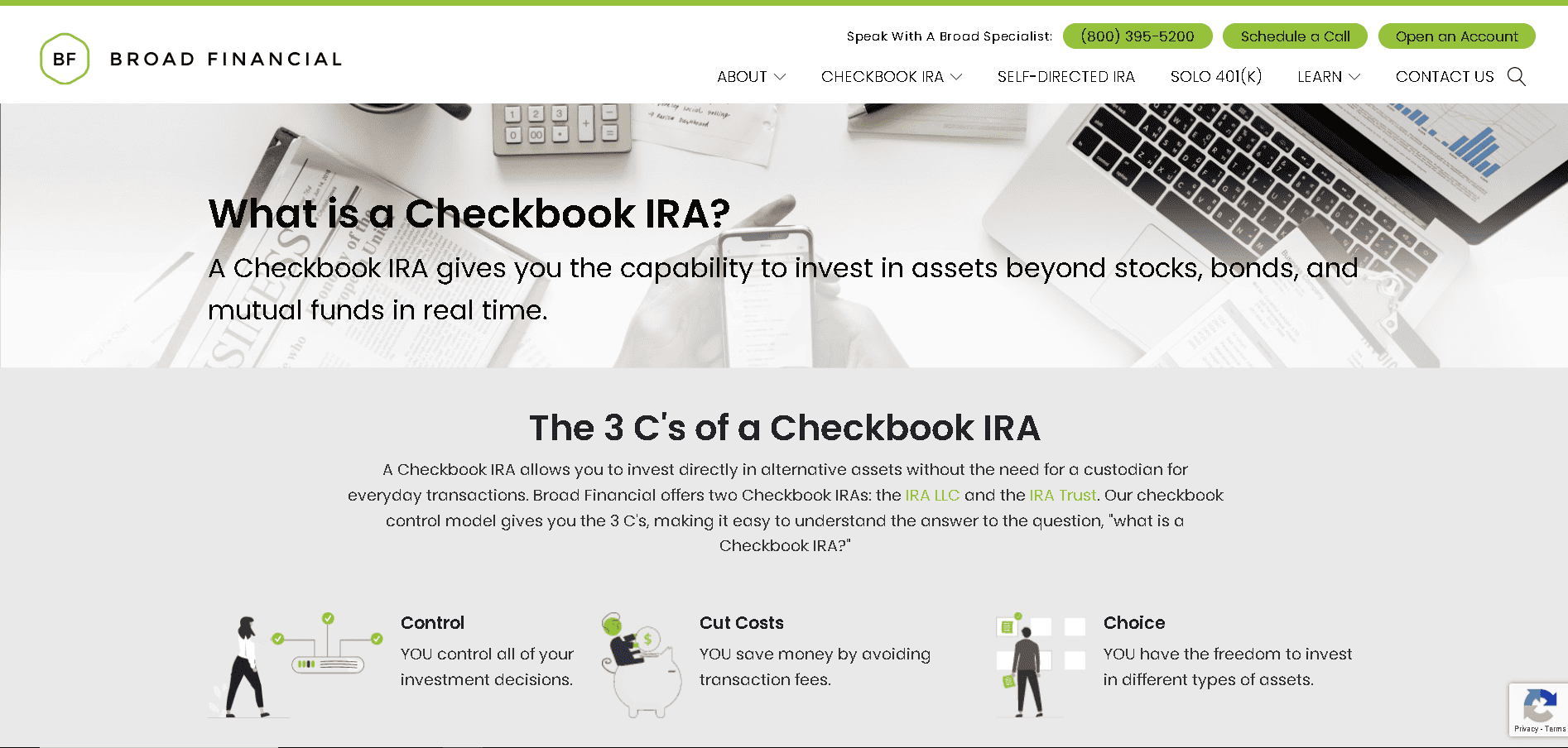 Broad Financial checkbook IRA