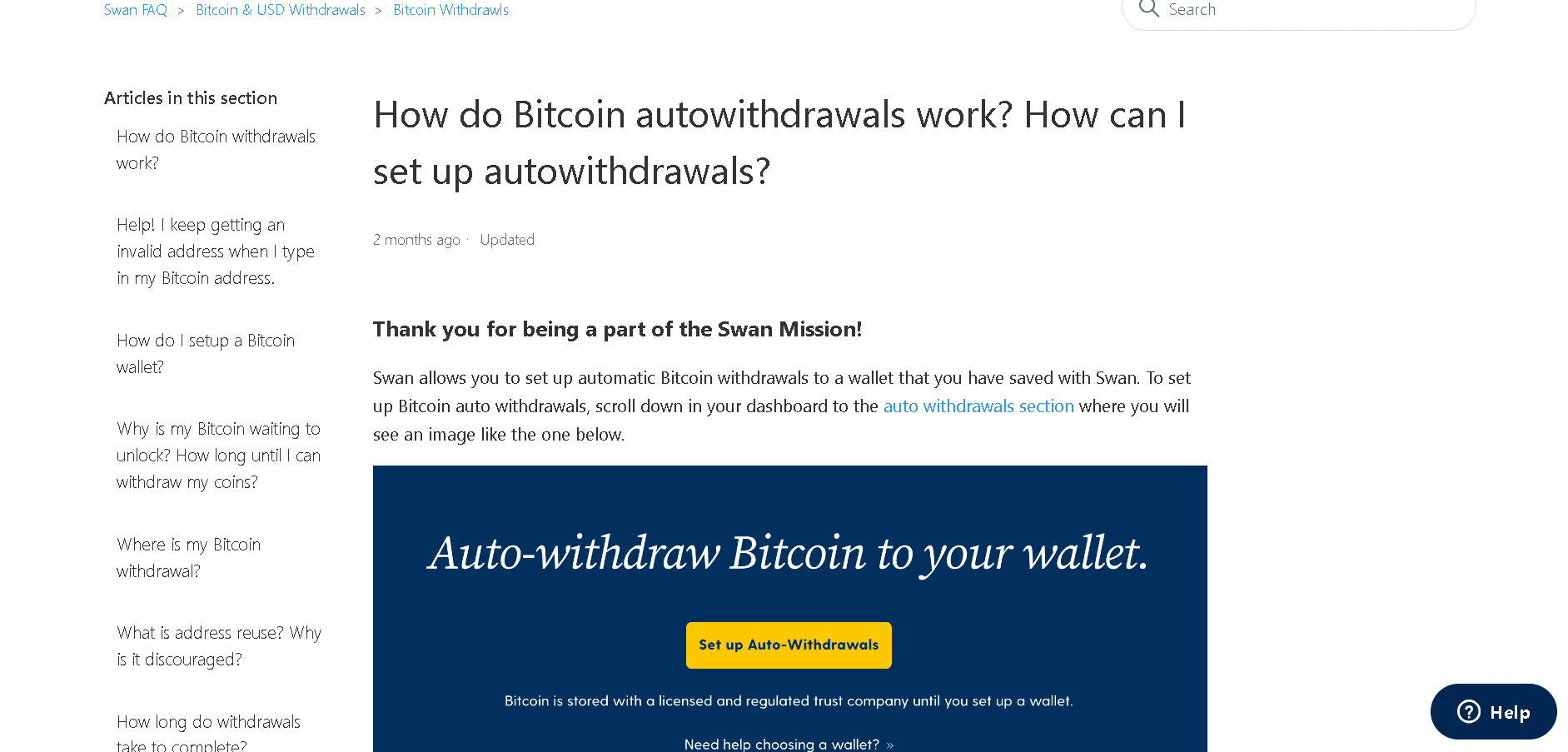 Swan Bitcoin automatic payment plan