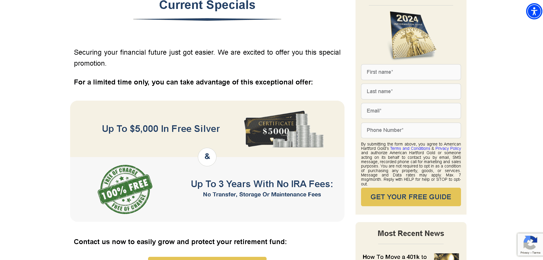 American Hartford Gold offer free silver on qualified gold IRA purchases