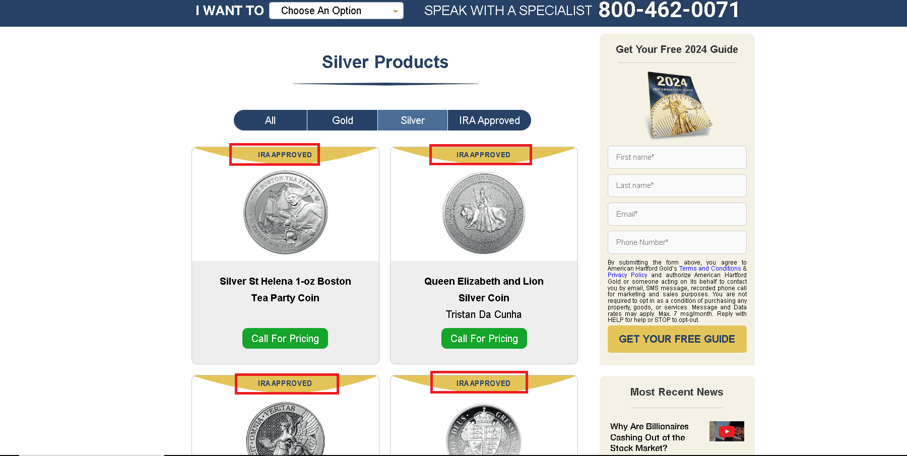 American Hartford Gold sell IRA-approved coins