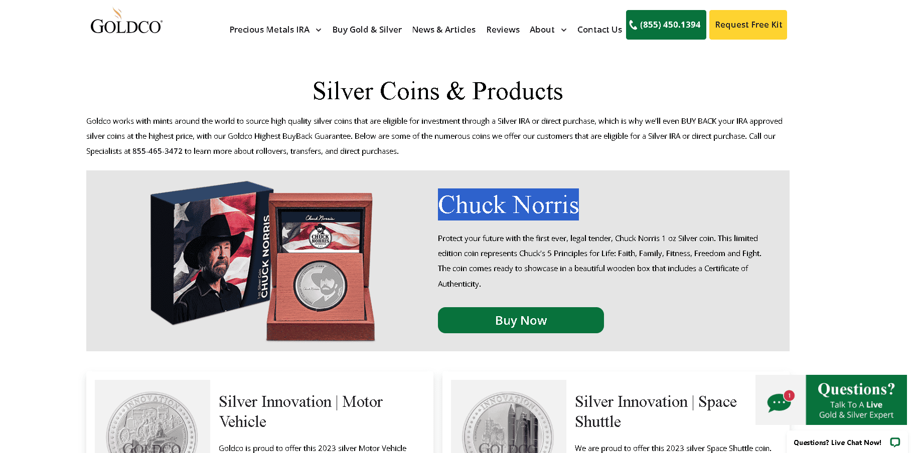 Silver coins and bars that Goldco offer