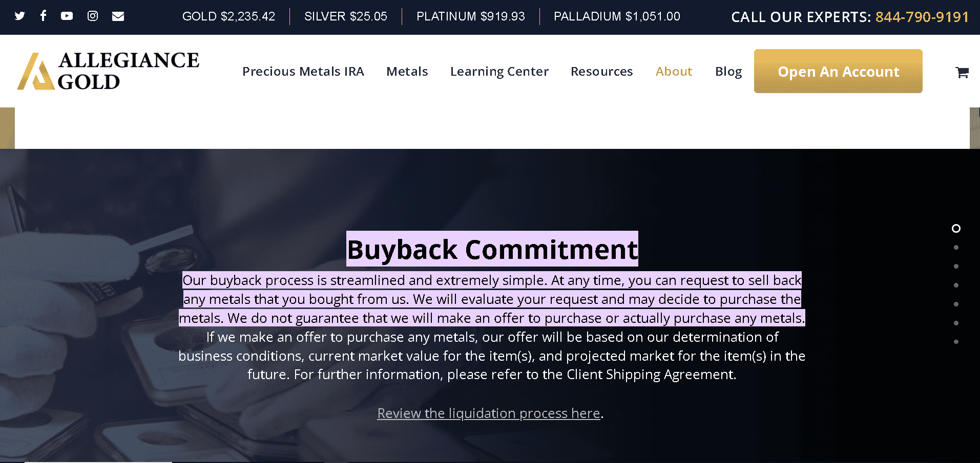 Allegiance Gold buyback policy explained