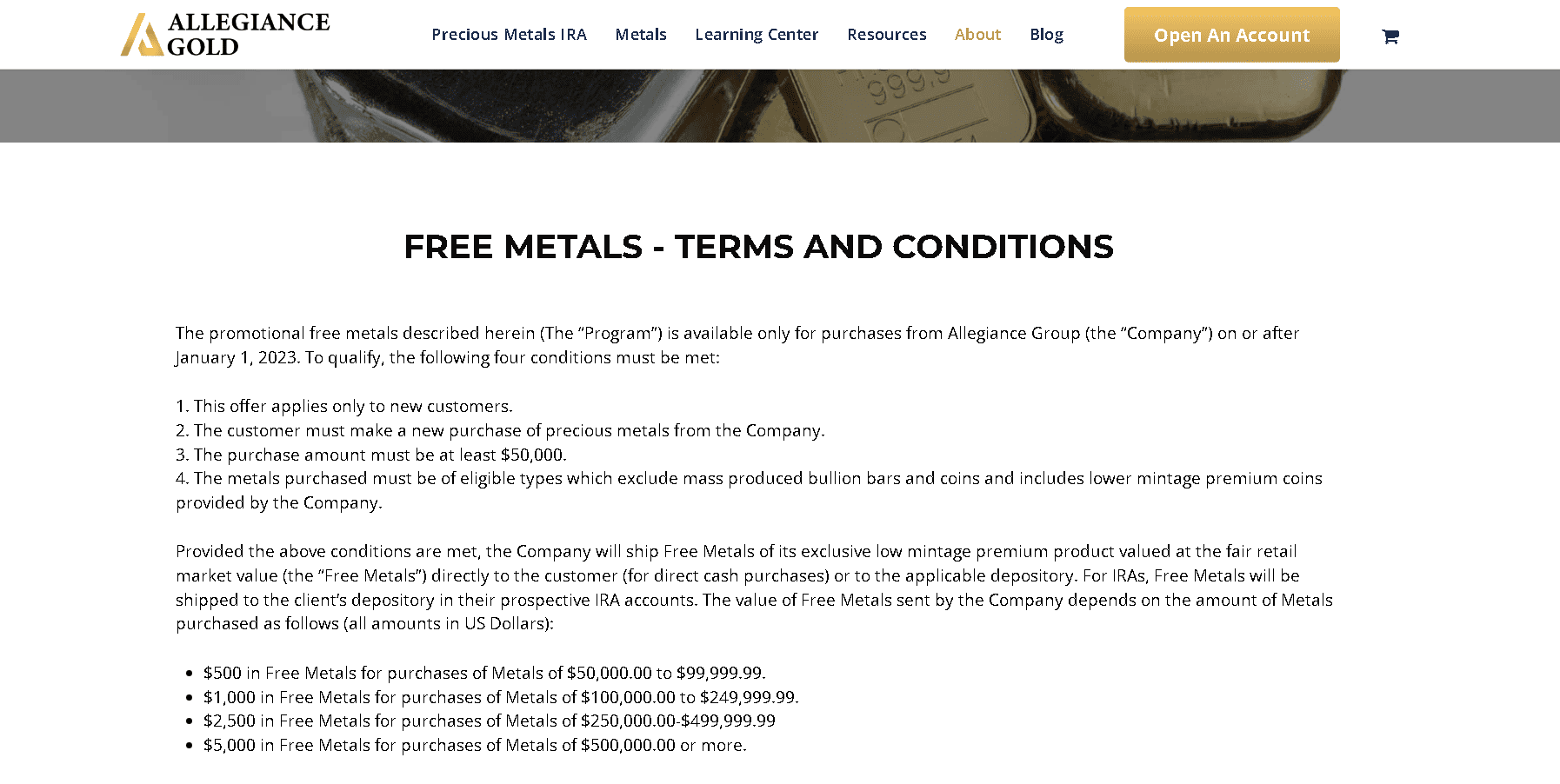 Allegiance Gold free silver offer