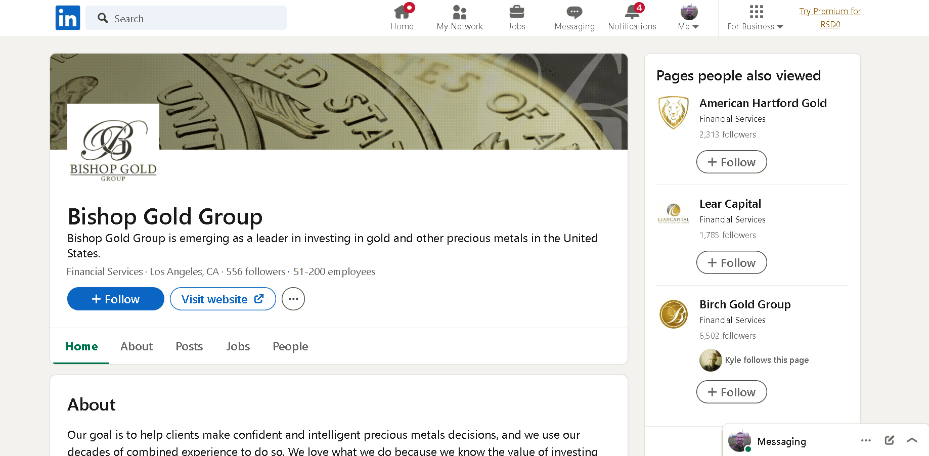 Bishop Gold Group LinkedIn profile