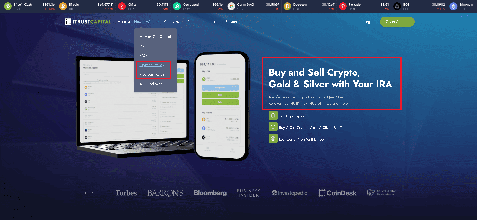 iTrustCapital sell gold, silver Bitcoin and cryptocurrencies