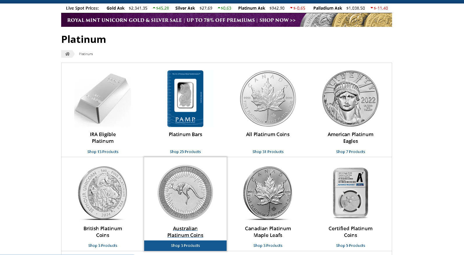 JM Bullion don't sell fake platinum coins and bars. They sell real platinum bullion.