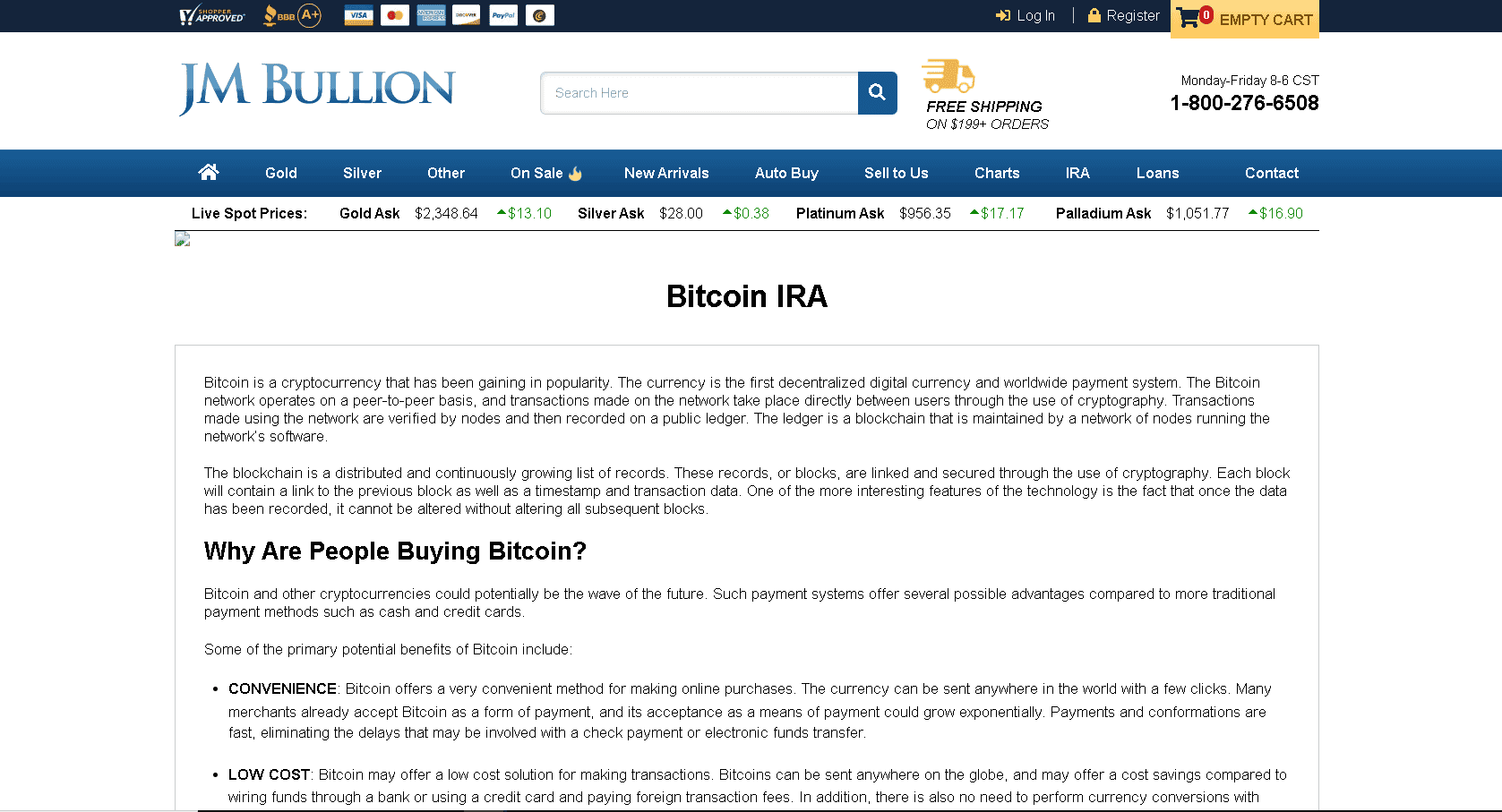 JM Bullion are a Bitcoin and crypto IRA company